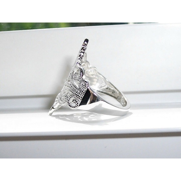 925 STERLING SILVER Leaves & Scrolls Filigree Statement Ring - Picture 10 of 16